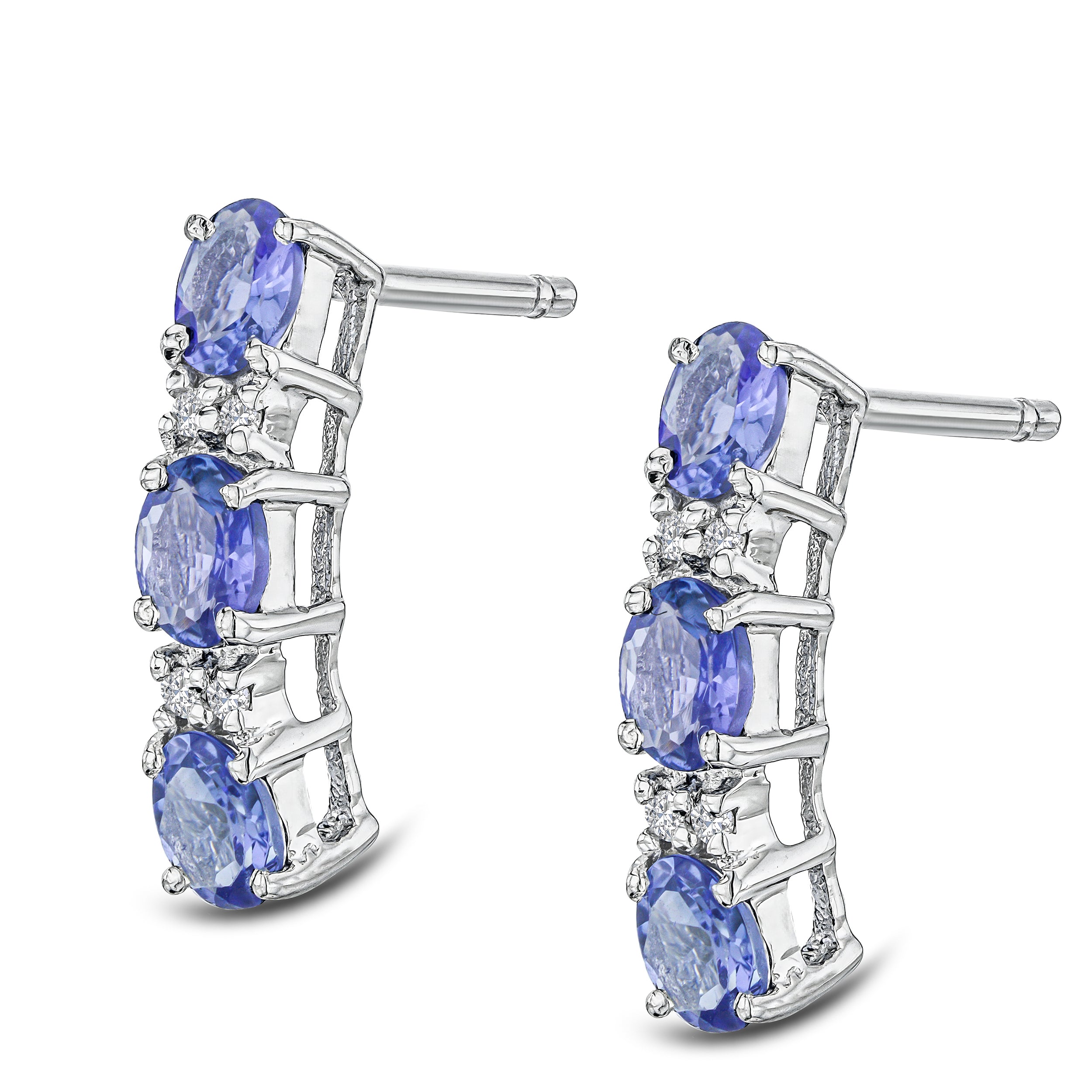 Tanzanite 1.02CT And Diamond 925 Sterling Silver Earrings